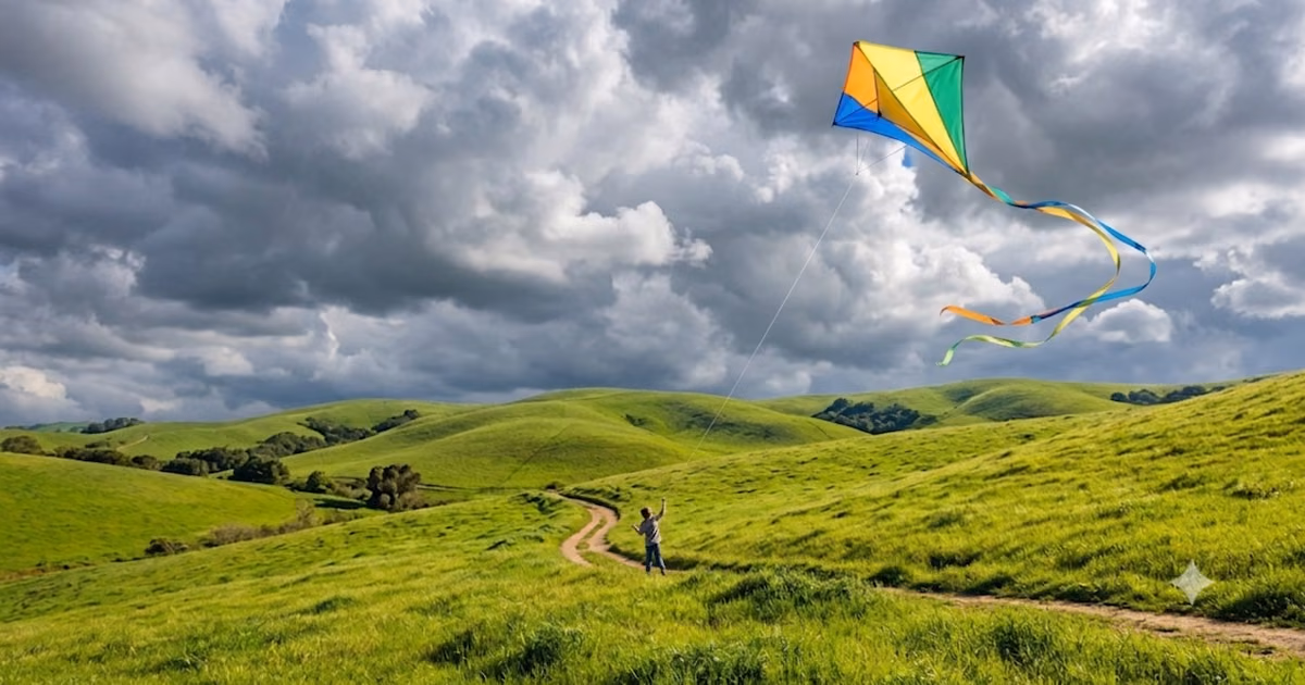 AI generated image of kite with Windows XP inspired background